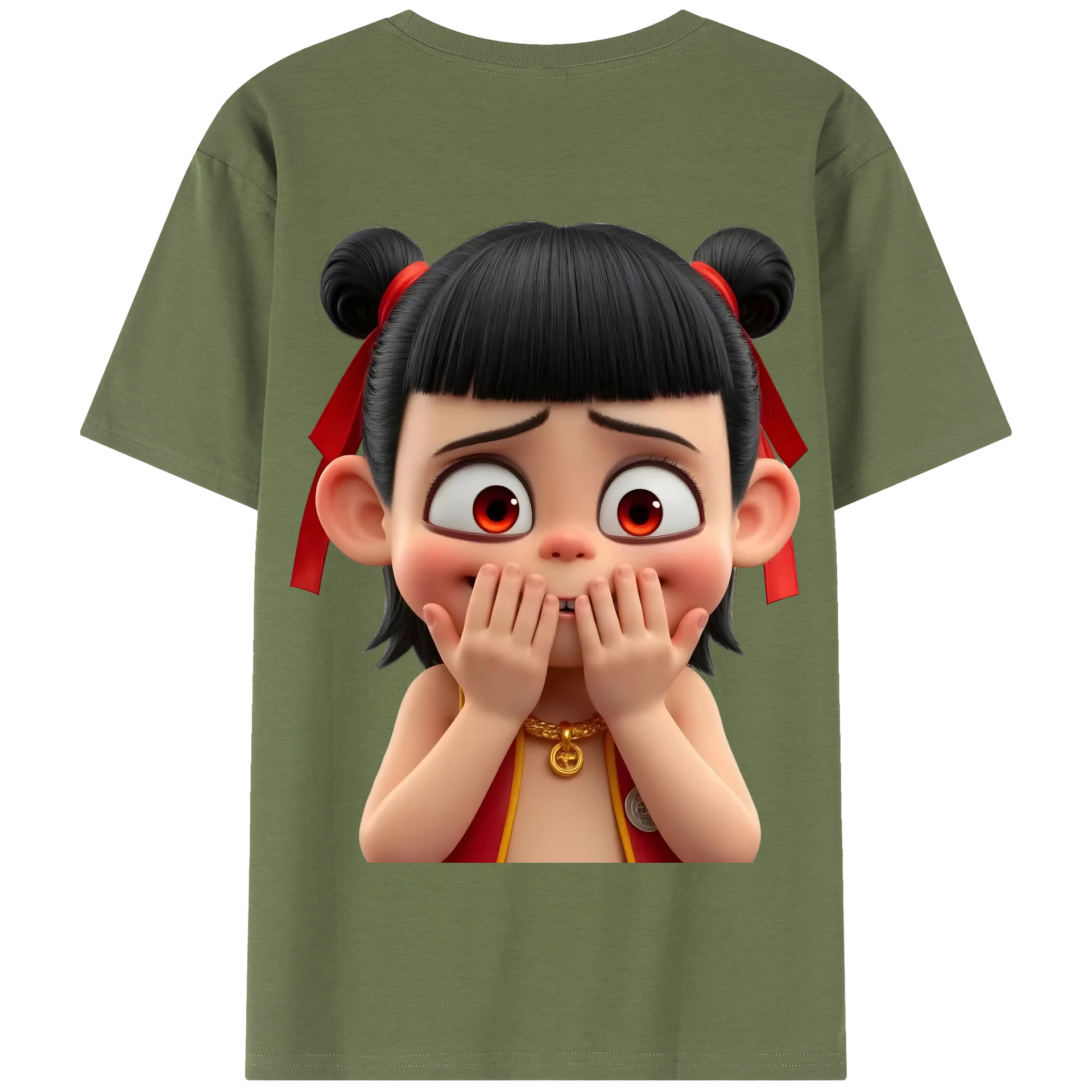 （画像用） Ne Zha 2 ナタ 魔童の大暴れ 綿100％半袖Tシャツ（背面プリント）